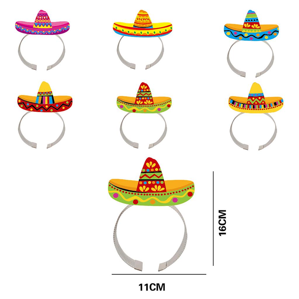 6 штук мексиканских фиеста повязок на голову, головной убор, украшения для тематической вечеринки, головные уборы для праздников и фотореквизит