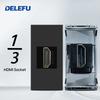 DELEFU Israel Socket DIY Blank Board USB TypeC Doorbell Switch 45A 20A Curtain TEL CAT5 TV HDMI SAT Smart Black