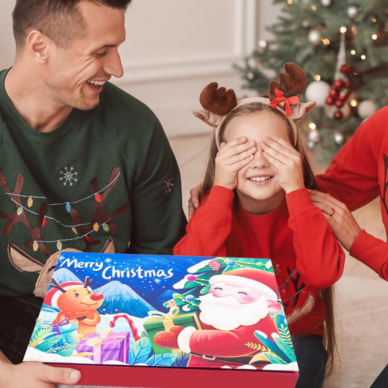 24 ячейки Подарочные коробки для конфет Креативный заполняемый Рождественский обратный отсчет Адвент-календарь Пустые коробки-сюрпризы для детского праздника