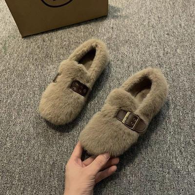 Новые теплые и утолщенные хлопковые туфли для женщин, универсальные и подходящие для дома с флисом