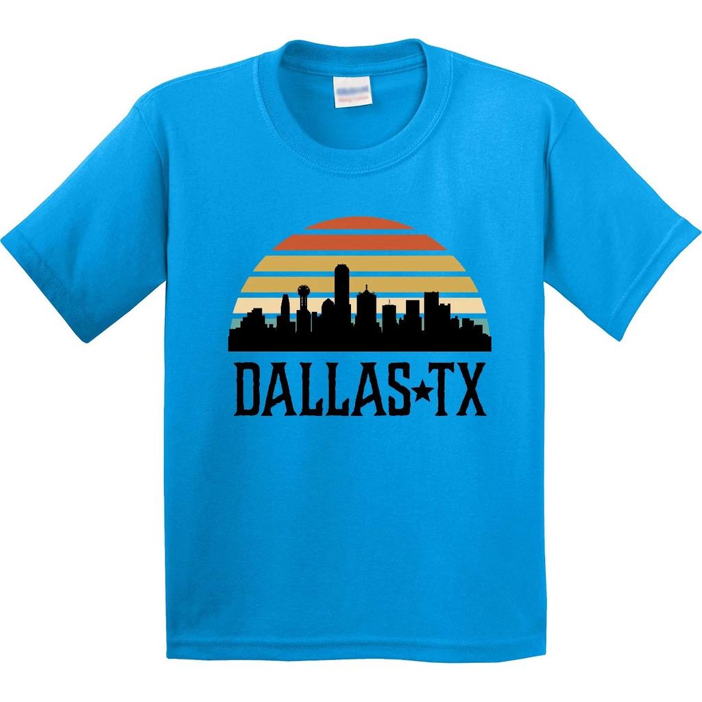 Inktastic Dallas Texas Skyline Vintage Youth kids boys T-Shirt Cities Retro Apparel Travel