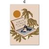 Tropical Girl Book Flower Cheetah Boho Nordic Posters And Prints Wall Art Canvas Painting Wall Pictures For Living Room Decor No Frame