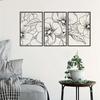 Stunning 3 Packs Minimalist Black Floral Metal Wall Art! Elegant Home Decor Accent. Wall decoration.Iron Art Silhouette.