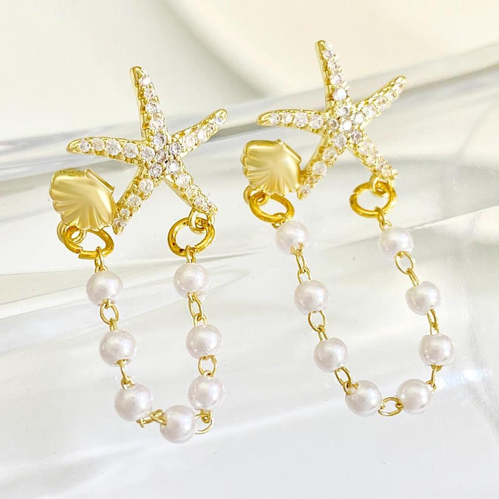 Серьги-цепочки «Морская звезда» класса люкс: Трендовый европейский и американский дизайн для женщин