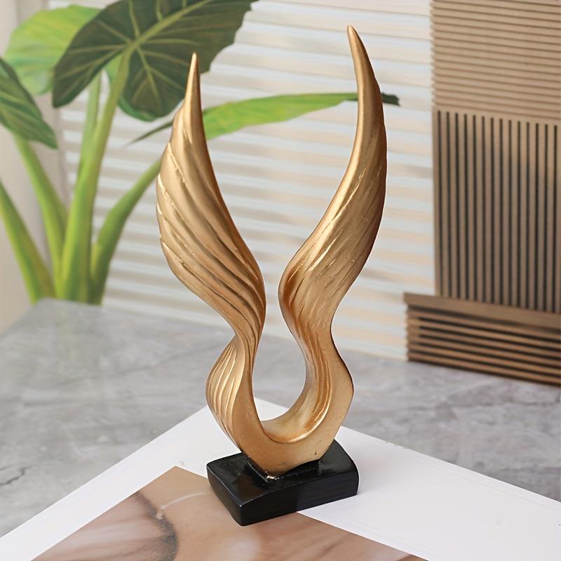 Resin Golden Phoenix Wing Statue: Indoor/Outdoor Decorative Fixture for Home or Office