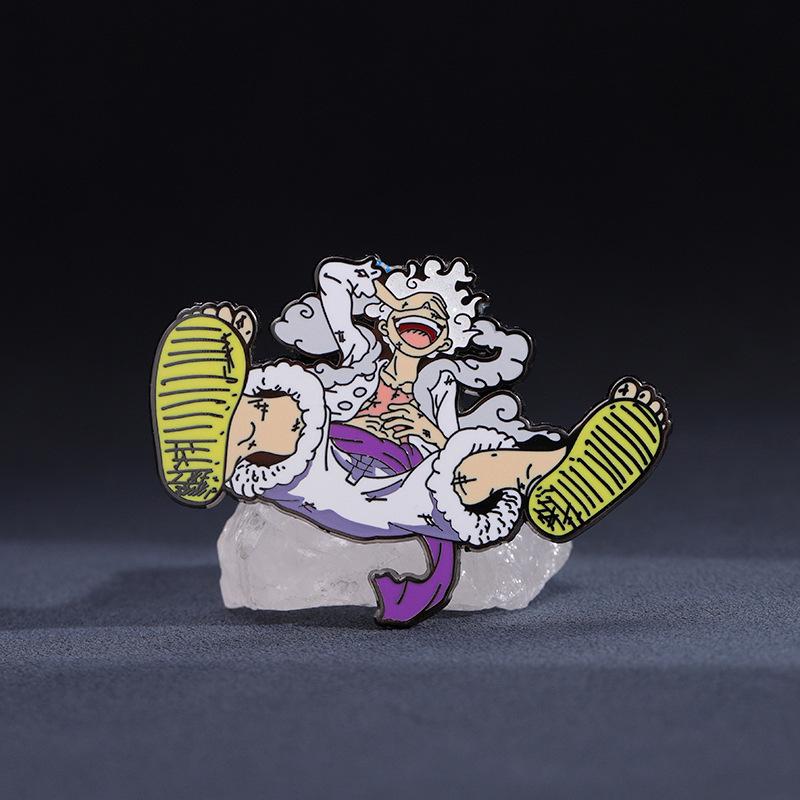 New  Japanese Anime One Piece Monkey D Luffy Nika Form Metal Brooch Gift Anime Merchandise