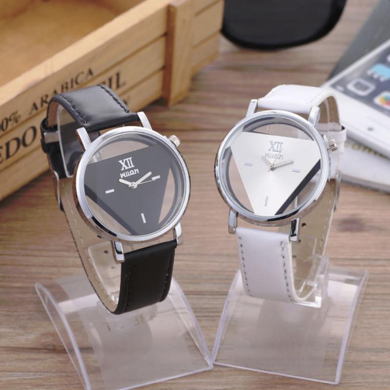New Design Fashion Ladies Watches Elegant Hollow Triangle Watch Women Thin Leather Strap Quartz Watch Gifts Relogio Feminino