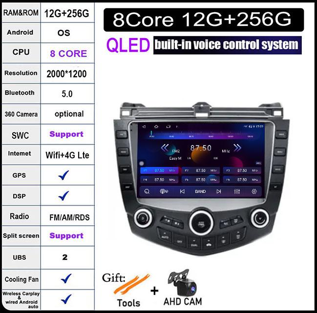 9-дюймовая автомагнитола Android 14 для Honda Accord 7 2003-2007, стерео мультимедийный плеер, CarPlay, Android Auto, WiFi, Bluetooth, GPS