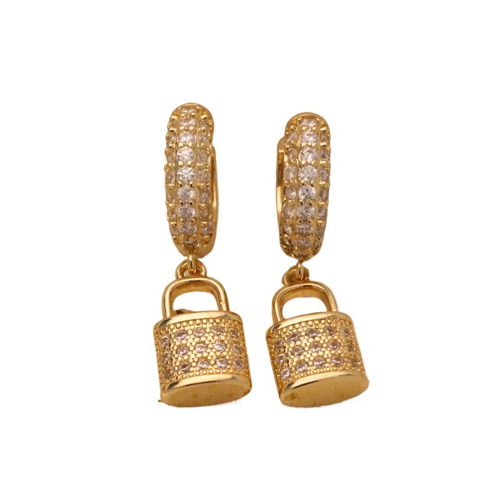 1 пара роскошных маленьких серег-подвесок с замком для женщин, ювелирные изделия с цирконием, аксессуары для свадебной вечеринки