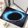 1pc Black Hole Design Microfiber Doormat, Non-Slip Absorbent Polyester Mat, Machine Washable, for Bedroom, Living Room, Entrance, Camping, Yoga Mat