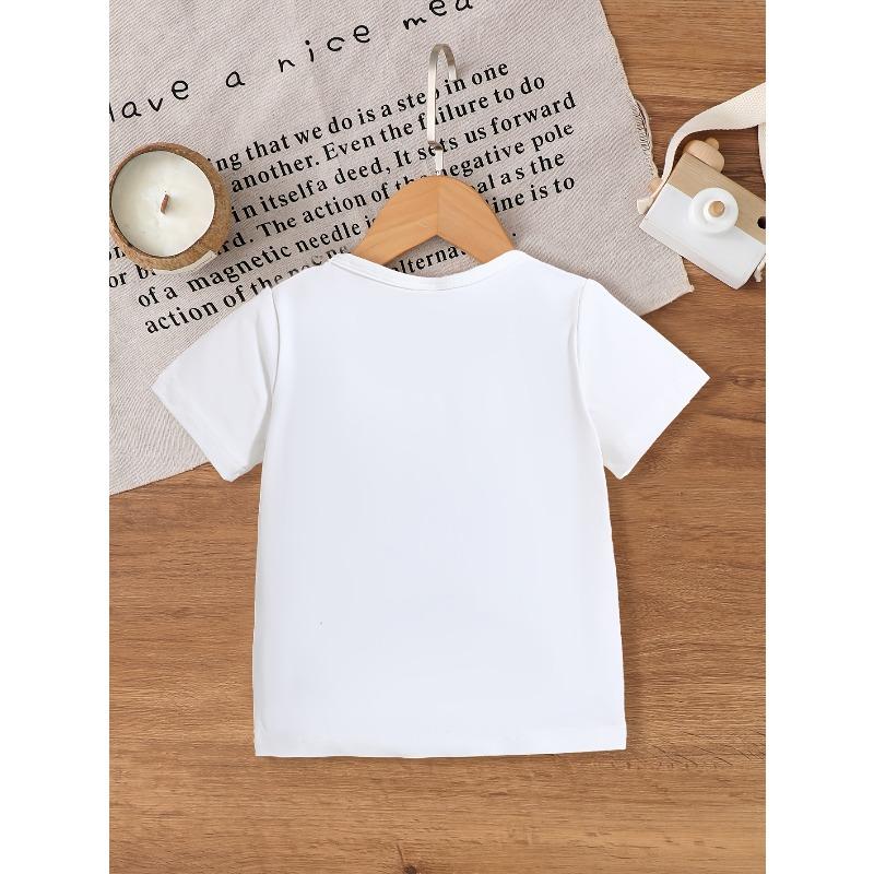 European sizes Boys' Summer Fashion Casual Breathable and Comfortable Croissant Simple Print Short Sleeve Crew Neck T-Shirt Top