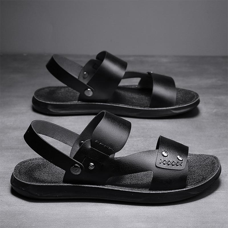 Модные мужские пляжные сандалии, новый дизайн, повседневная кожаная летняя обувь для отдыха на открытом воздухе, дышащие пляжные сандалии, модные мягкие удобные тапочки