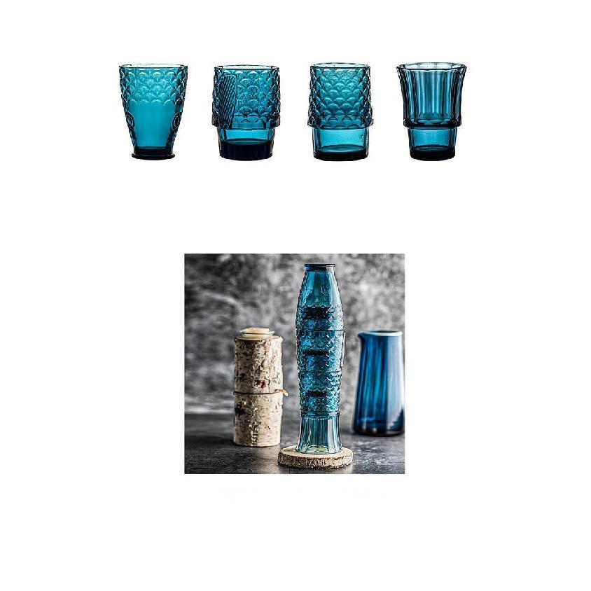 Vintage Relief Koi Fish-shaped Water Glass Set 4 Pieces Of Household Living Room Beverage Glass Set Whiskey Glass Red Wine Glass