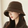 Bucket Hat Women's Autumn and Winter Widened Brim Woolen Face Cover Basin Hat Versatile Basin Hat