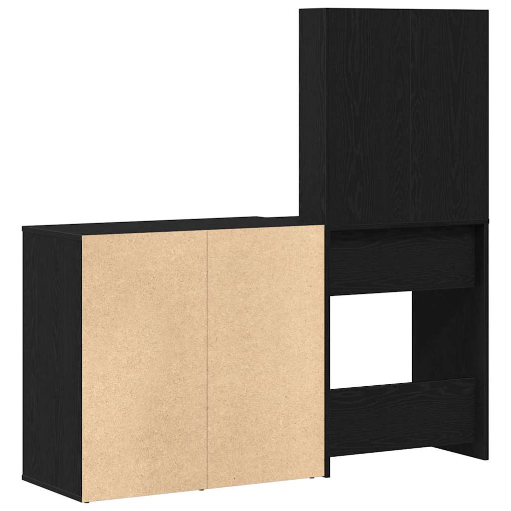 LED Vanity Table Set Black Oak Effect 140 x 40 x 140 cm