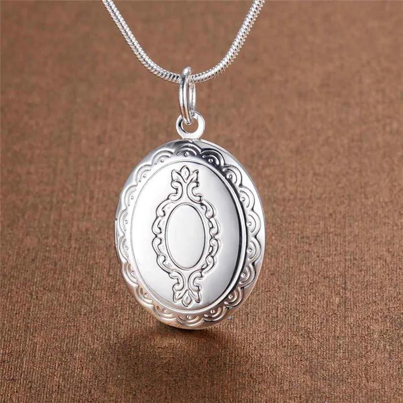 New Arrive 45cm Sterling Seashell Photo Open Frame Necklace Snake Chain For Woman Man Wedding Jewelry