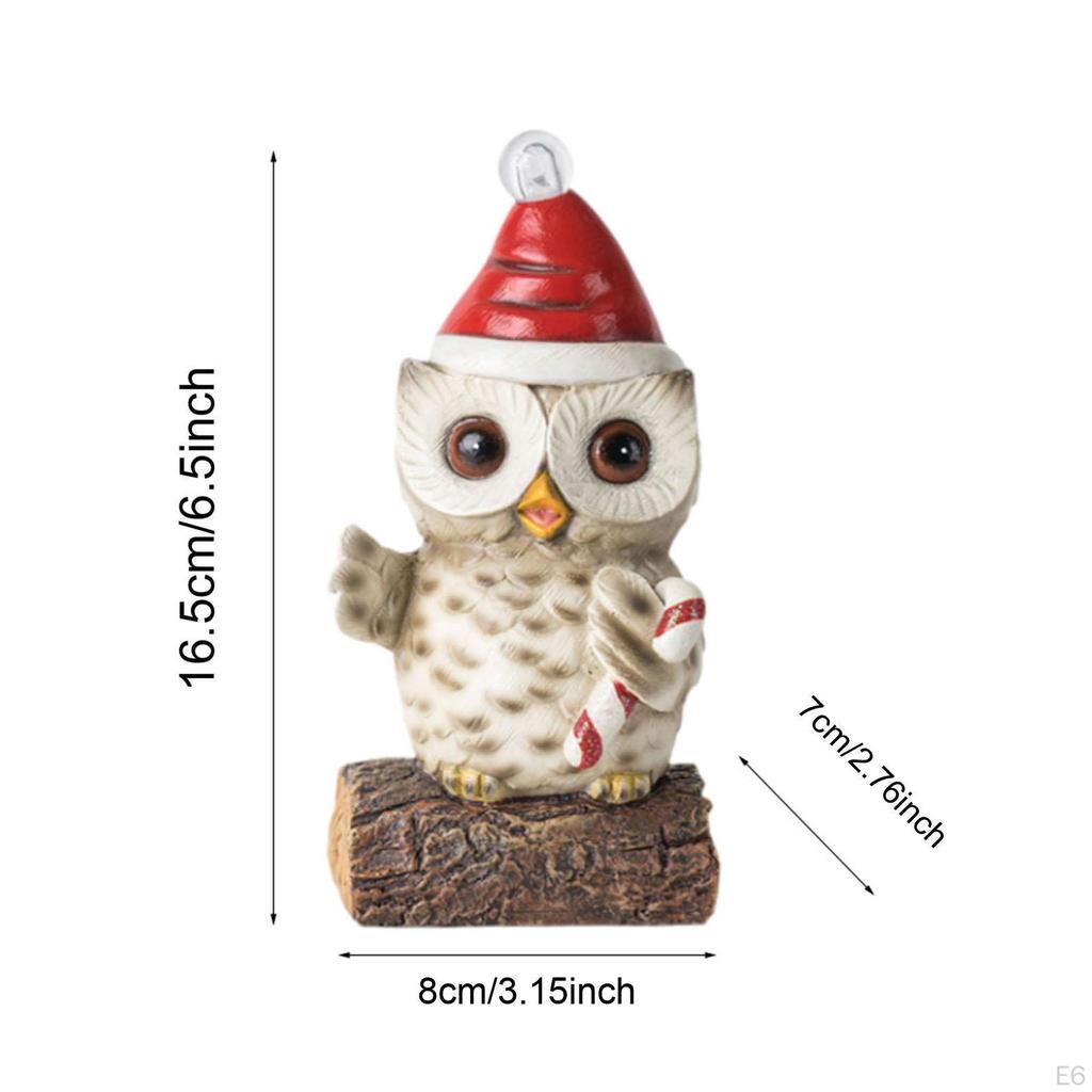 Рождественская скульптура совы с большими глазами, статуэтка с декором в виде светящегося дома, статуэтка для рабочего стола