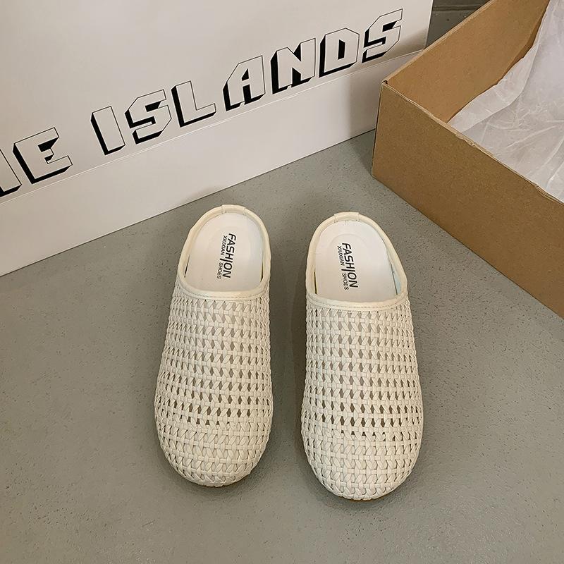 Retro Baotou Slippers Women's 2025 Spring Thick Bottom Hollow One Pedal Lazy Versatile Soft Bottom Casual Half-drag