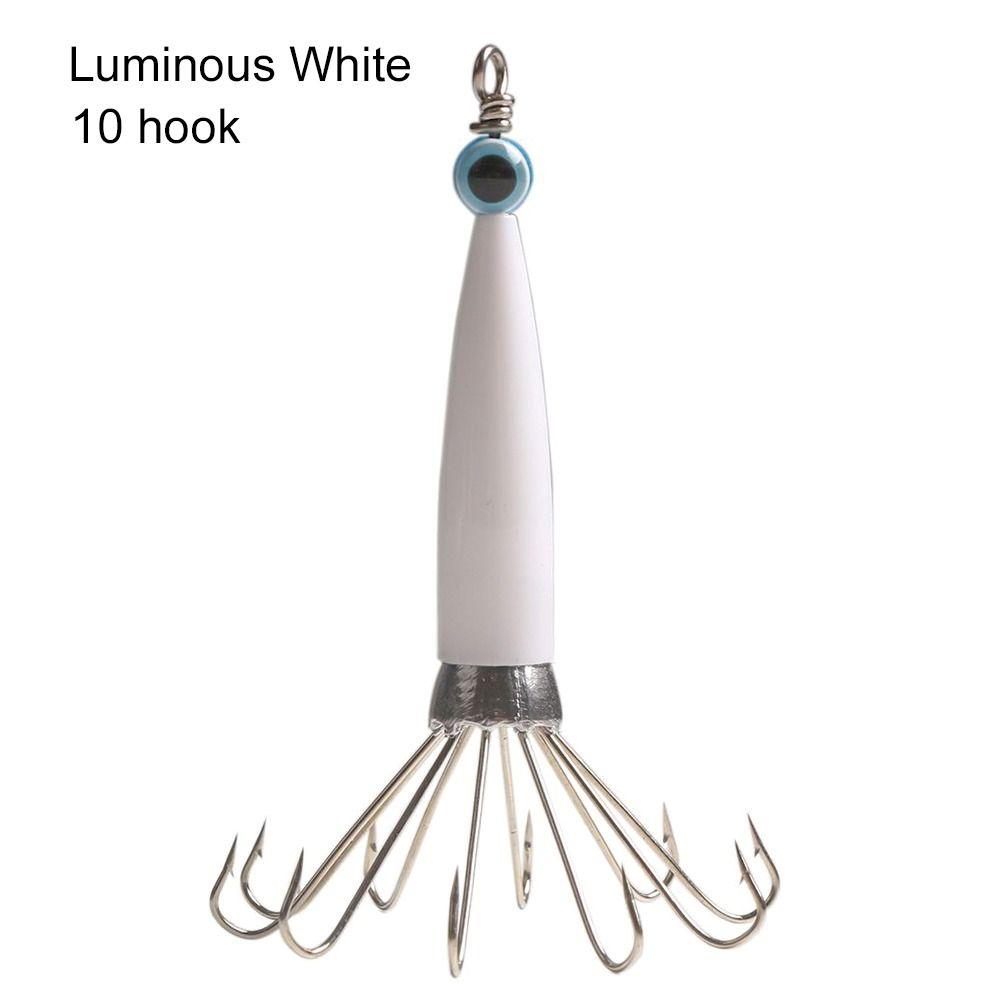 Luminous Jigs Angling Squid Hook with fish eyes Octopus Bait Fishing Tackle Wood Shrimp Lures