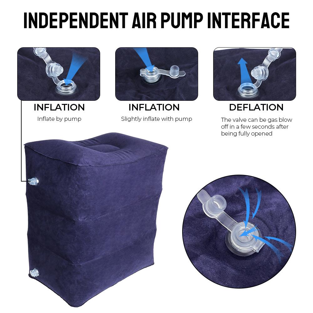 Portable PVC 3 Layers Inflatable Travel Foot Rest Pillows Footrest Pillow Adjustable High On Airplane Car Bus