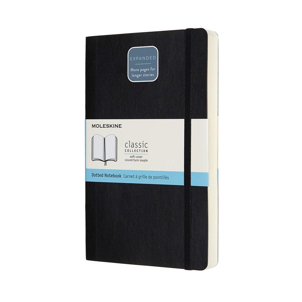Moleskine Classic Expanded Notebook (400 Pages), Soft Cover, Dot Grid, Large Size (13cm X 21cm), Black, QP619EXP