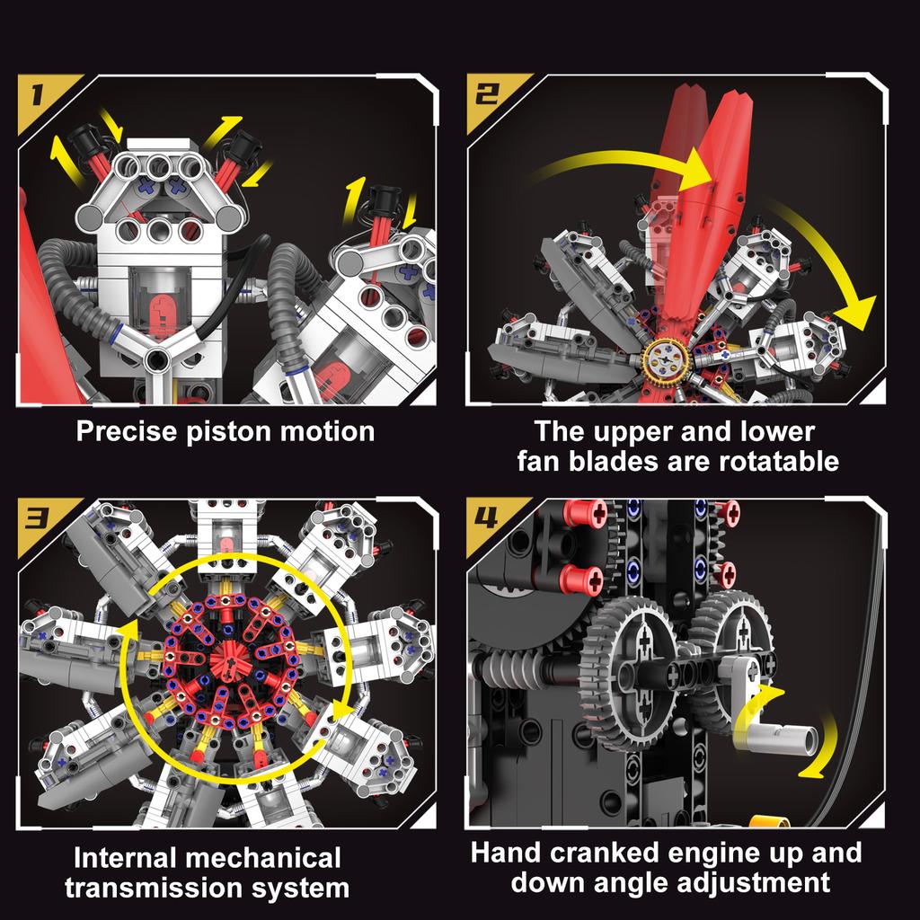 V12 Aircraft Engine Building Blocks Toys Set, Mechanical Engine Model Assembly Ornaments, Children And Adults Birthday Gift