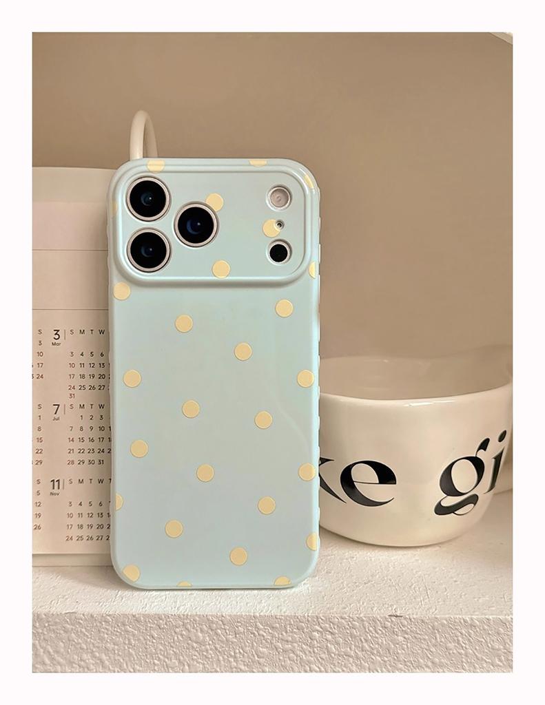 INS Милый чехол в горошек для IPhone 14 16 15 17 Pro Max 13, корейский, конфетно-розовый, защитный задний чехол