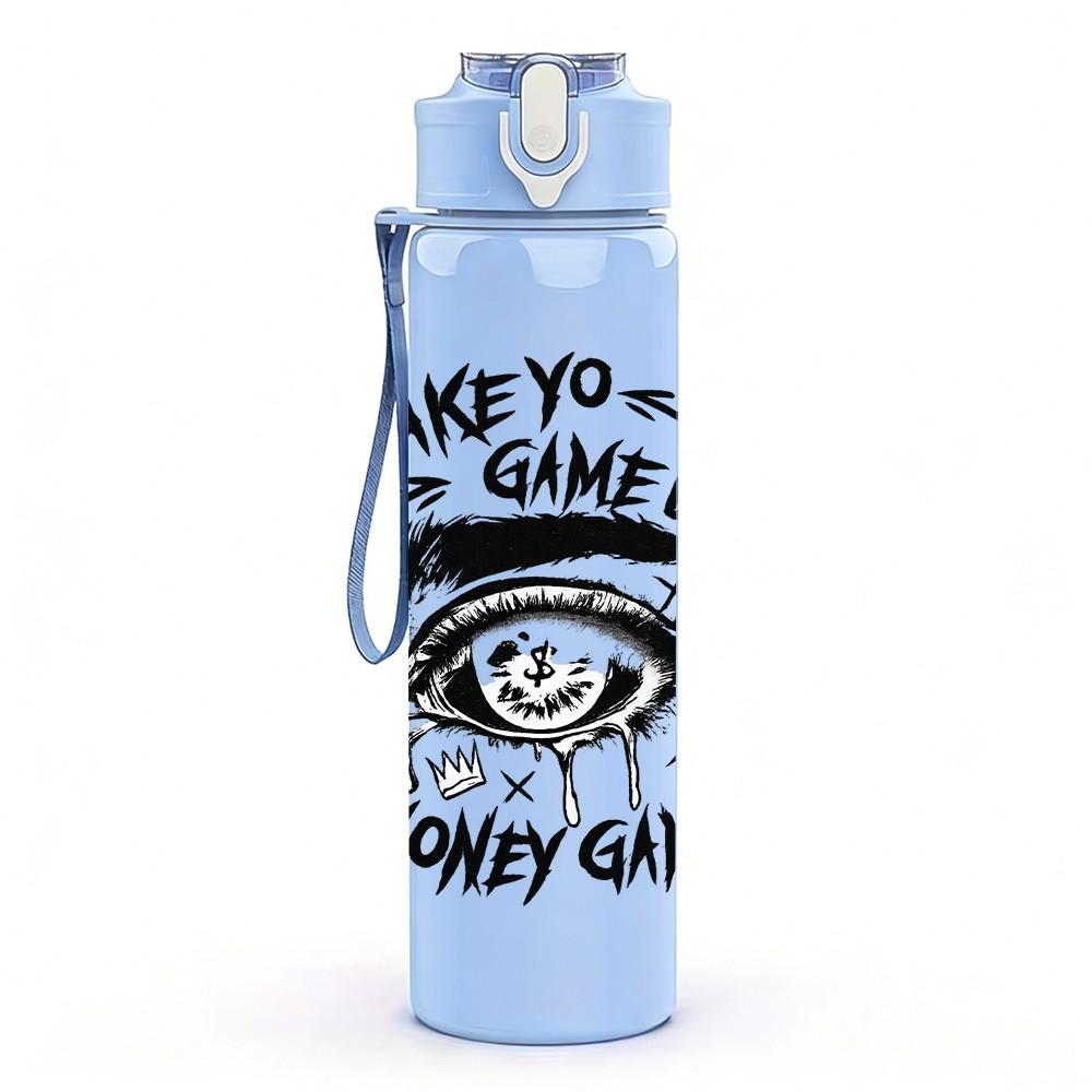 1PC Make It Rain Money Bag Funny Quote Print 750ml Color Plastic Sports Water Bottle Leakproof Flip Straw Lid Suitable for Sports Office Home Use