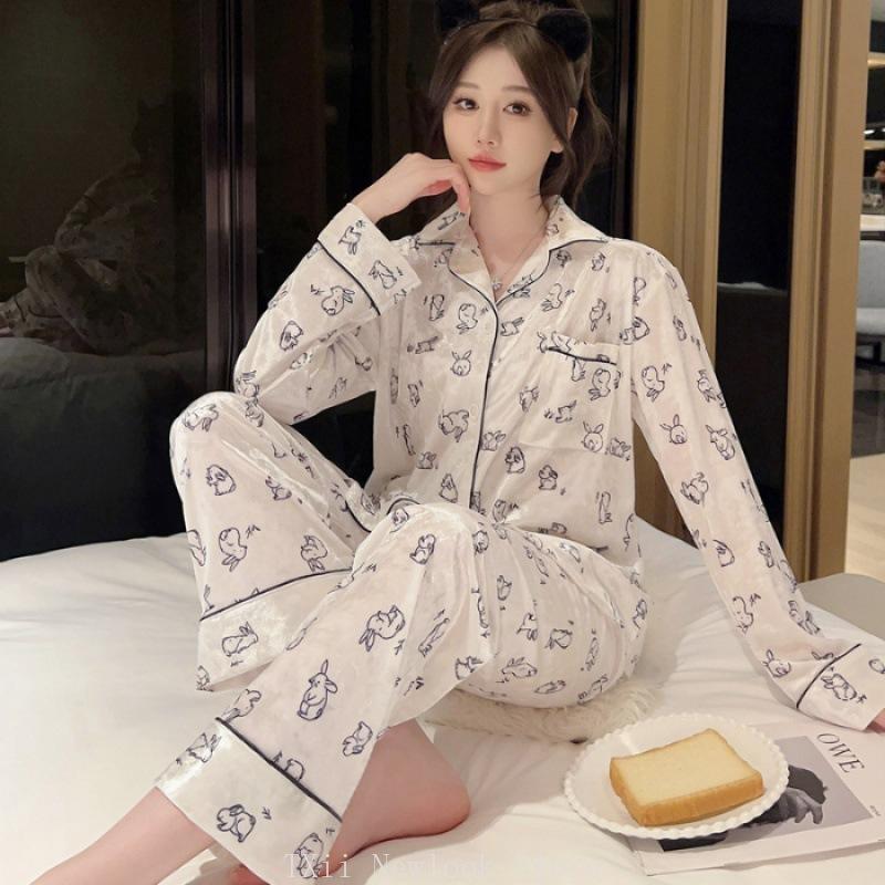Зимняя пижама женская новая с лацканами и длинным рукавом, высококачественная мягкая и удобная свободная домашняя одежда, костюм