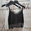 Женский топ-майка большого размера без рукавов, с V-образным вырезом и красивой спиной, из кружева