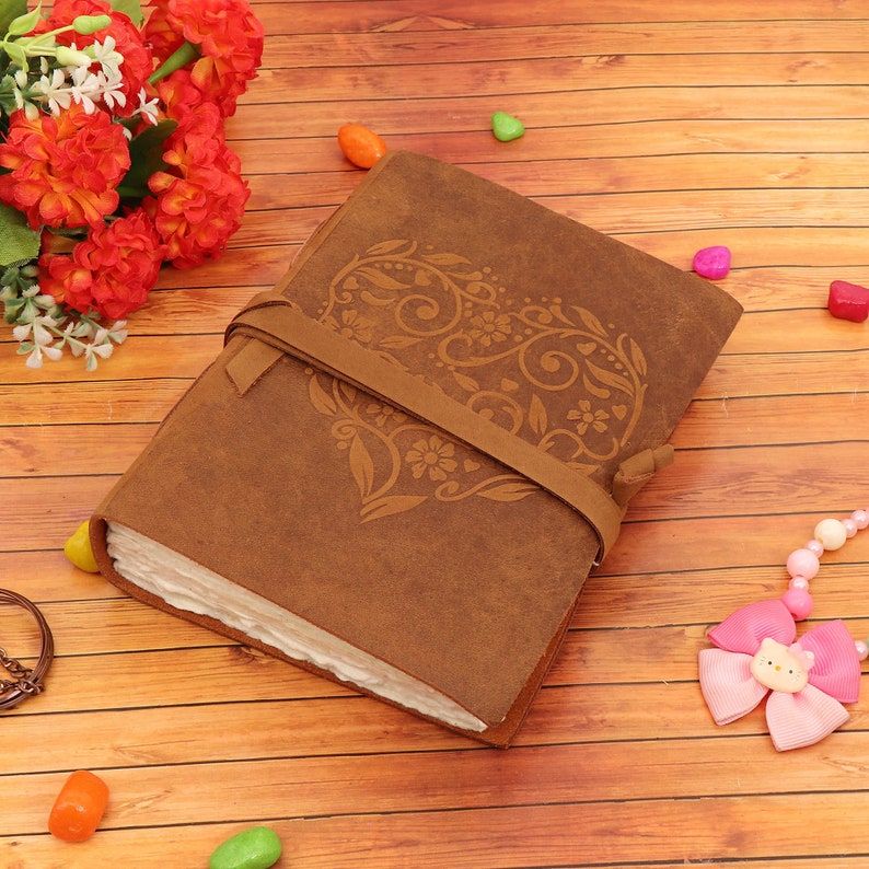 Кожаный дневник-записная книжка Deckle Edge с тиснением в виде сердца Валентина, дизайн, цветная бумага ручной работы для мужчин и женщин, подарок