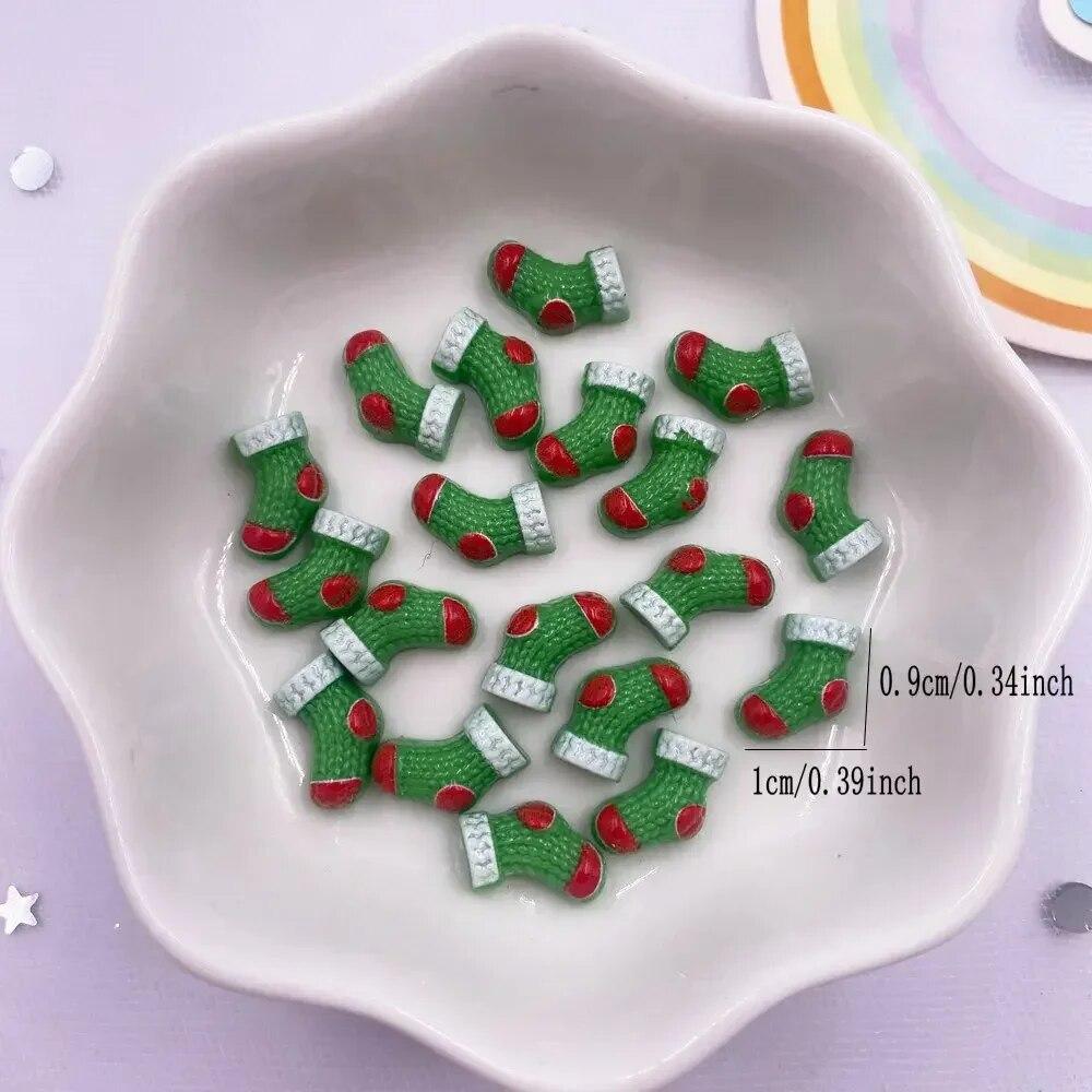 50pcs Resin Mini Colorful Christmas Snowman Tree Snowflower Deer Flat Back Figurines Nail Art DIY Scrapbooks Accessories