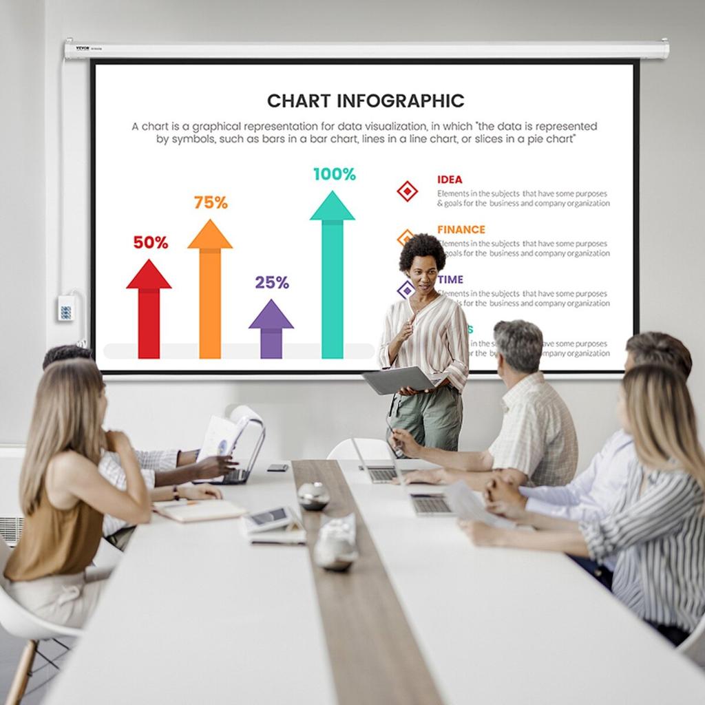 Motorized Projector Screen, 100 inch 16:9 4K 1080 HD Electric Projector Screen, Automatic Projection Screen with Remote Control, Wall Mount Movie