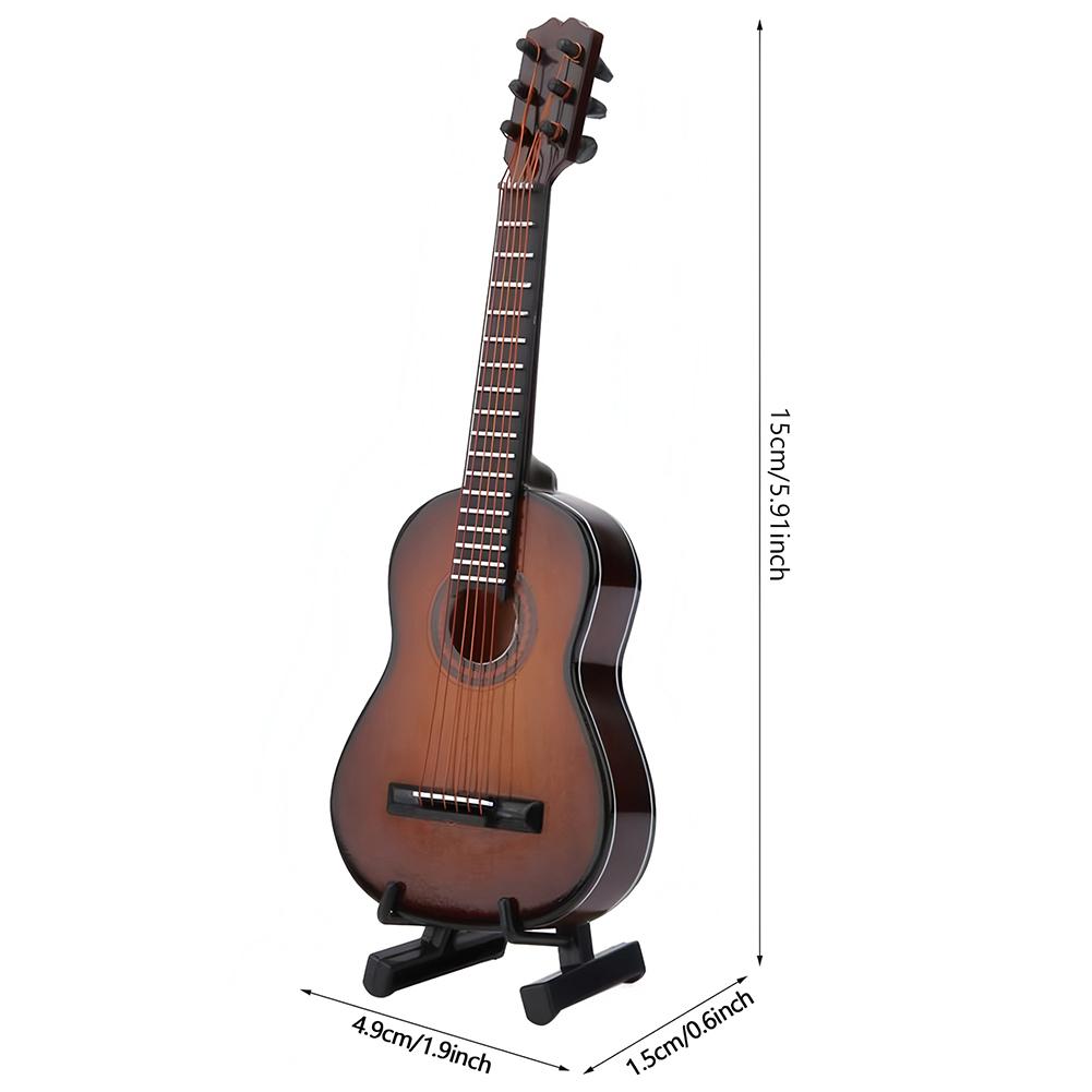 Mini Classical Guitar with Support Miniature Musical Instrument Wooden Decorative Ornament for Home Decor Display Ornament