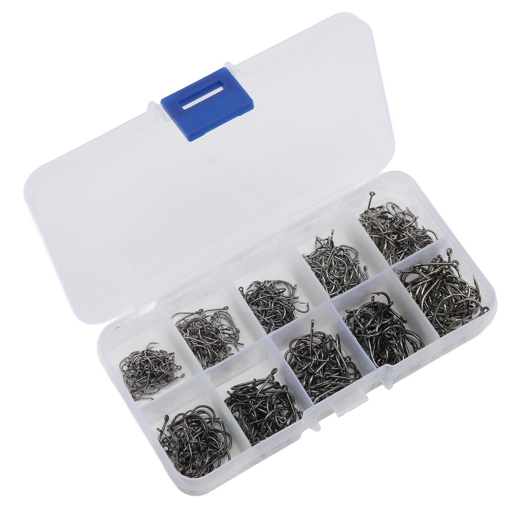 500 шт. Набор рыболовных крючков из углеродистой стали, одинарный круглый рыболовный крючок для ловли карпа, черные