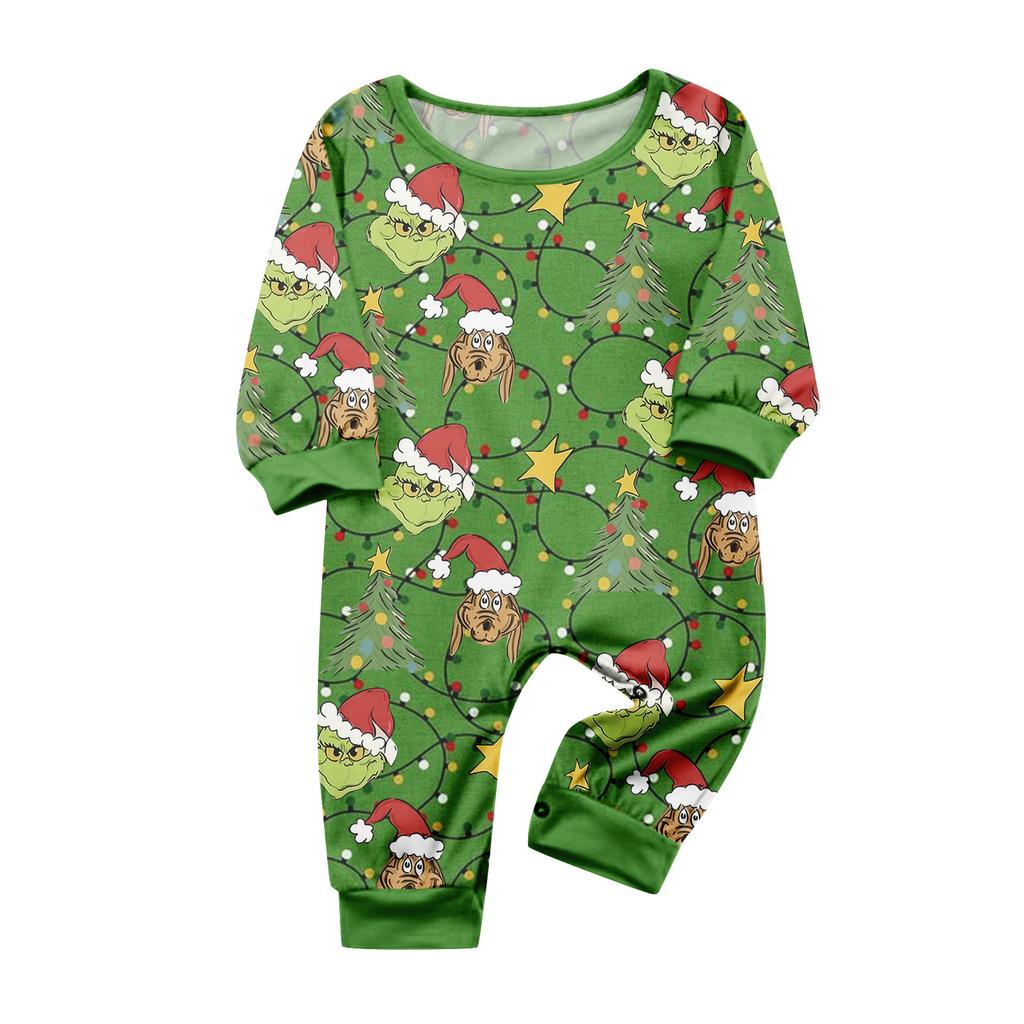 Christmas Print Cute Family Set Pajamas, Home Clothes, Family Set Long Sleeve Top Pants Set