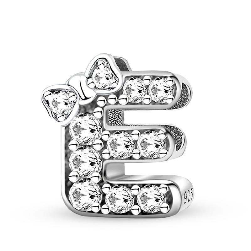 Медные Шармы-Бусины Серии Писем с Узлом-Бабочкой и Цирконами, Подходят для Оригинального Браслета Пандора, Браслета-Бенгла, DIY Ювелирные Изделия для Женщин, Подарок