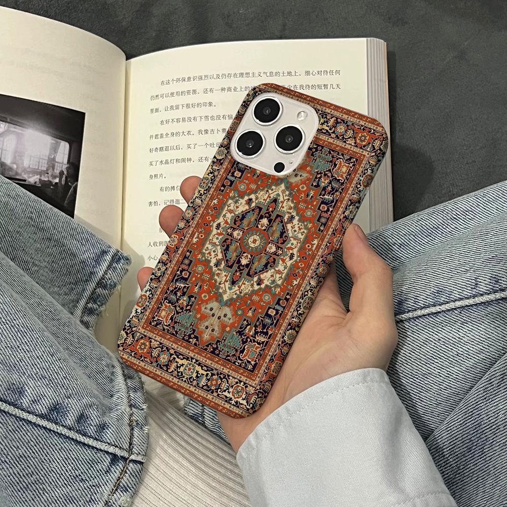 Чехол для телефона с цветочным узором в персидском стиле для IPhone 16 15 14 13 12 11 Pro Max 2025 11 12Mini Глянцевый HD Пленочная крышка
