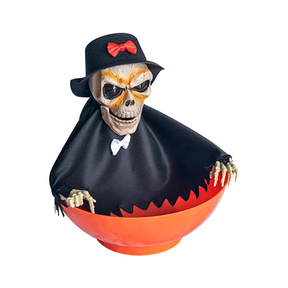 Хэллоуин Украшение Электрическая Конфетница в виде фрукта Светящаяся Сенсорная Качающаяся и Говорящая Электрическая Игрушка Скелет