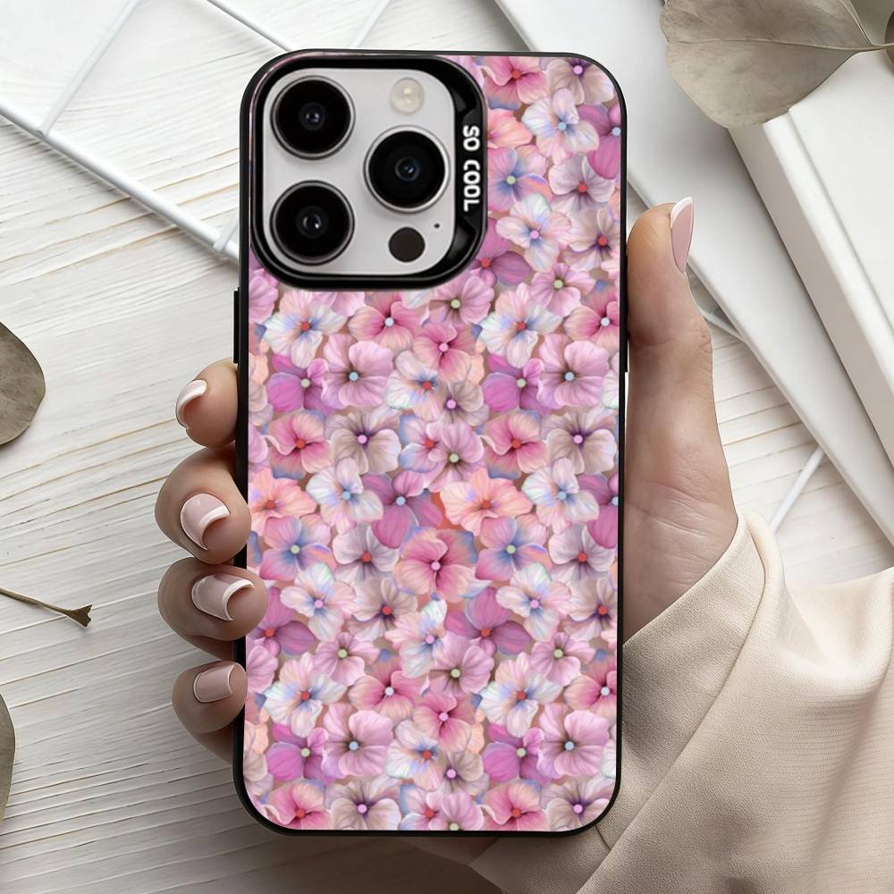F-Цветы A-искусство Чехол для телефона Для iPhone17,16,15,14,13,12,11 Plus,Pro Max Конфетный Посеребренный Внутренний Чехол
