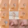 European & American U-Shaped Zircon Flower Nose Stud - Simple, Geometric, Non-Piercing Copper Jewelry