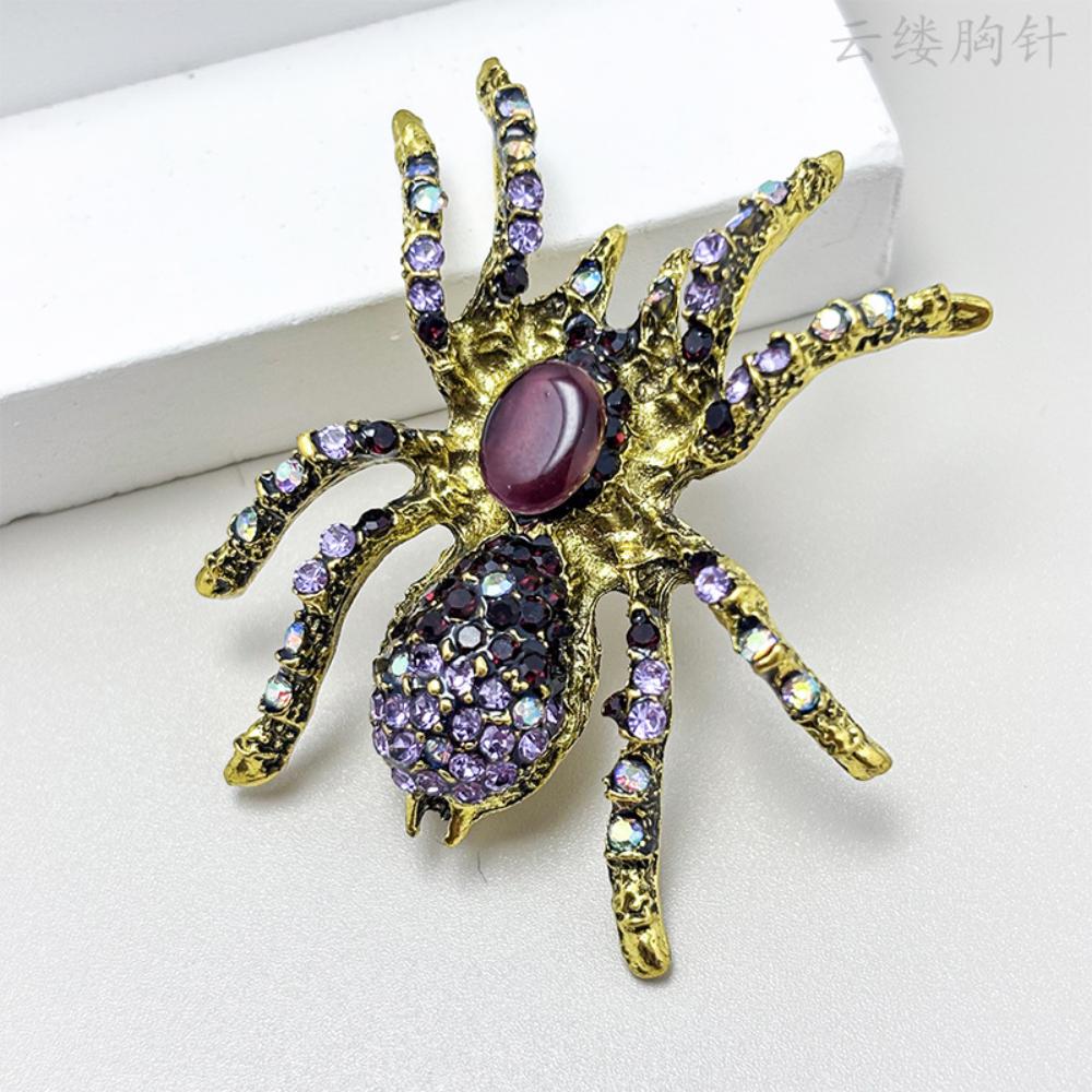 Винтажный стиль, брошь для пальто, блестящие стразы, декор в форме паука, шаль, булавка для шарфа, мужской костюм, пальто, простой значок, модные аксессуары