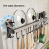 Gun Grey Suction Cup Kitchen Hook Punch-free Storage Rack Hanging Rod Pot Lid Spoon Shovel Wall Hanging Rag Shelf