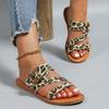 Fashion 2024 Women Summer Leopard Pattern Sandals New Fashion Retro Large Flat Slippers Outdoor Vacation Beach Casual Shoes Lightweight