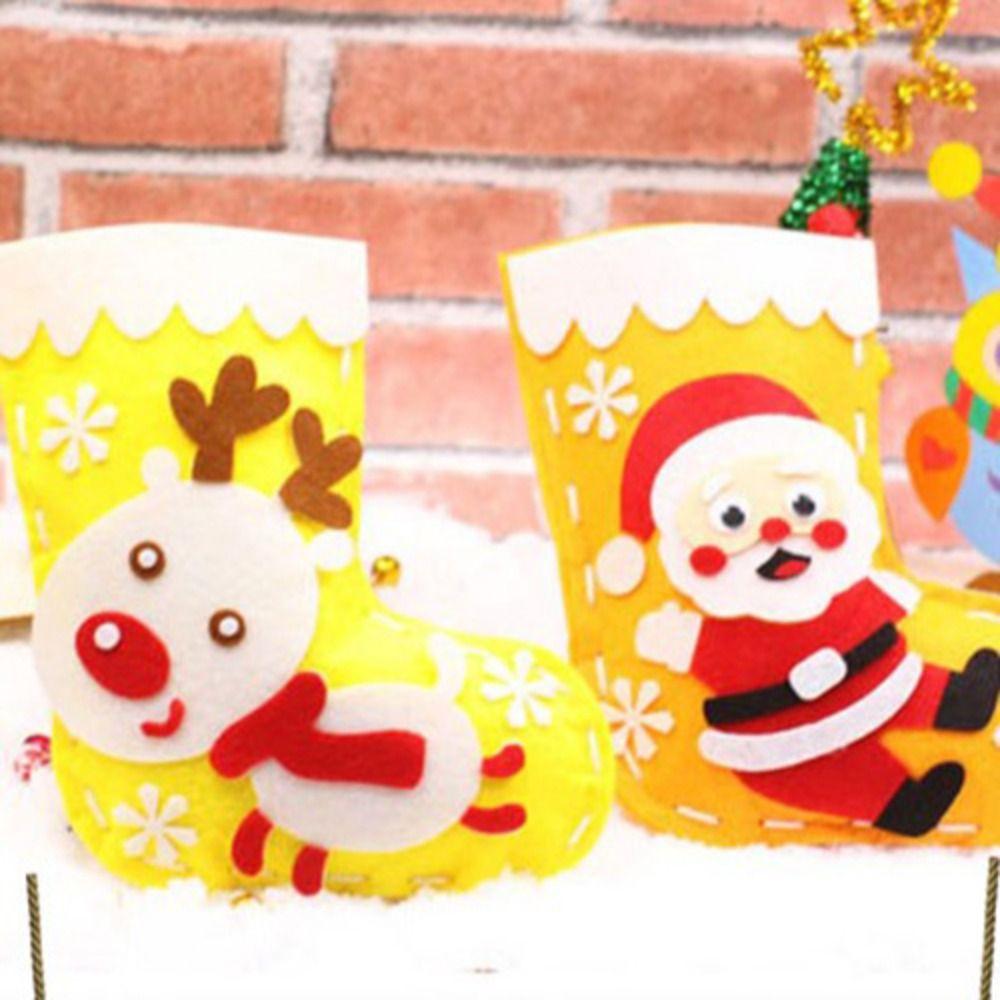 Non-woven Fabric Hangable Christmas Sock House Decoracion Xmas Non-Woven Socks Kids/Children