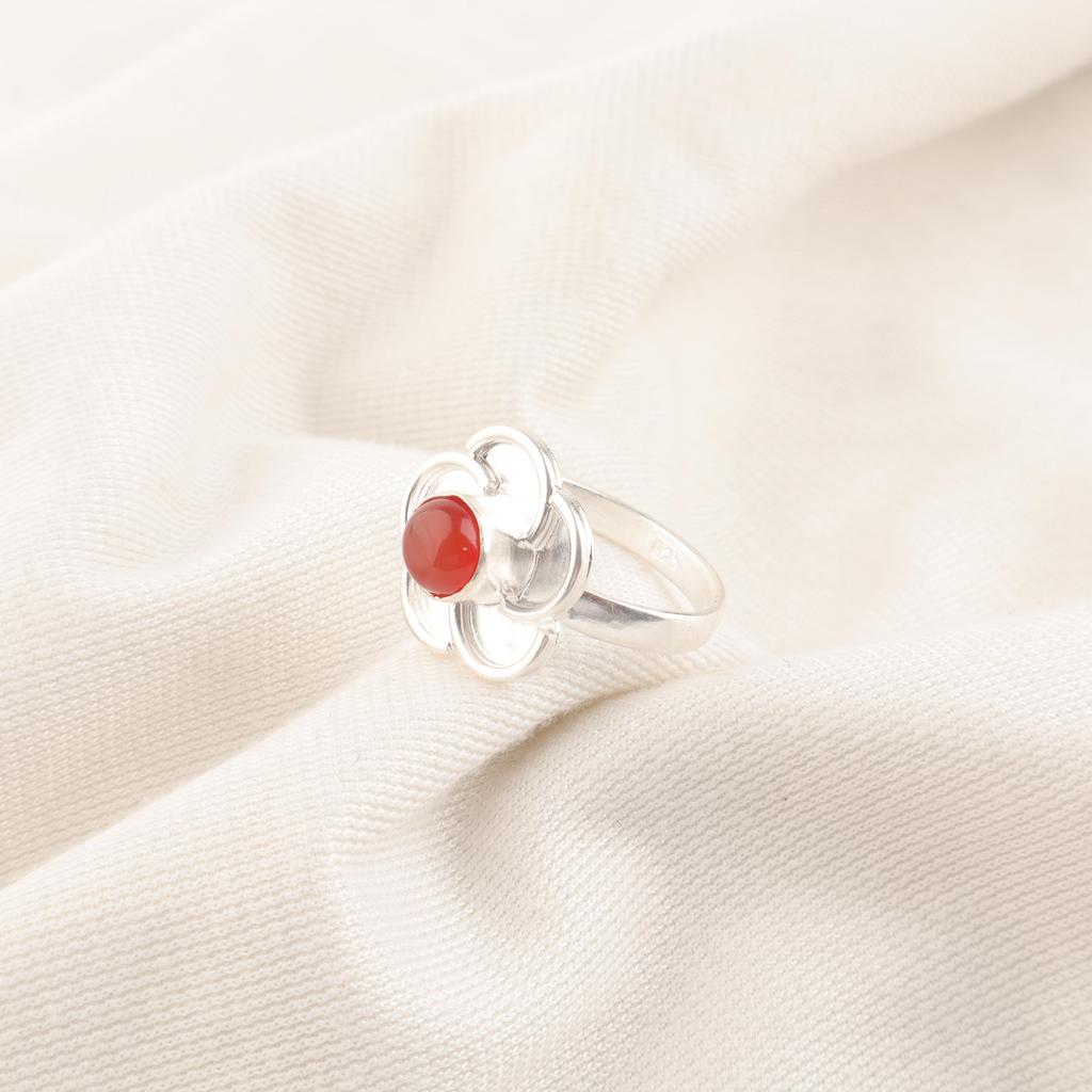Carnelian Gemstone Jewelry, 925 Solid Sterling Silver Ring, Handmade Dazzling Silver Ring Jewelry For Thanksgiving Gift
