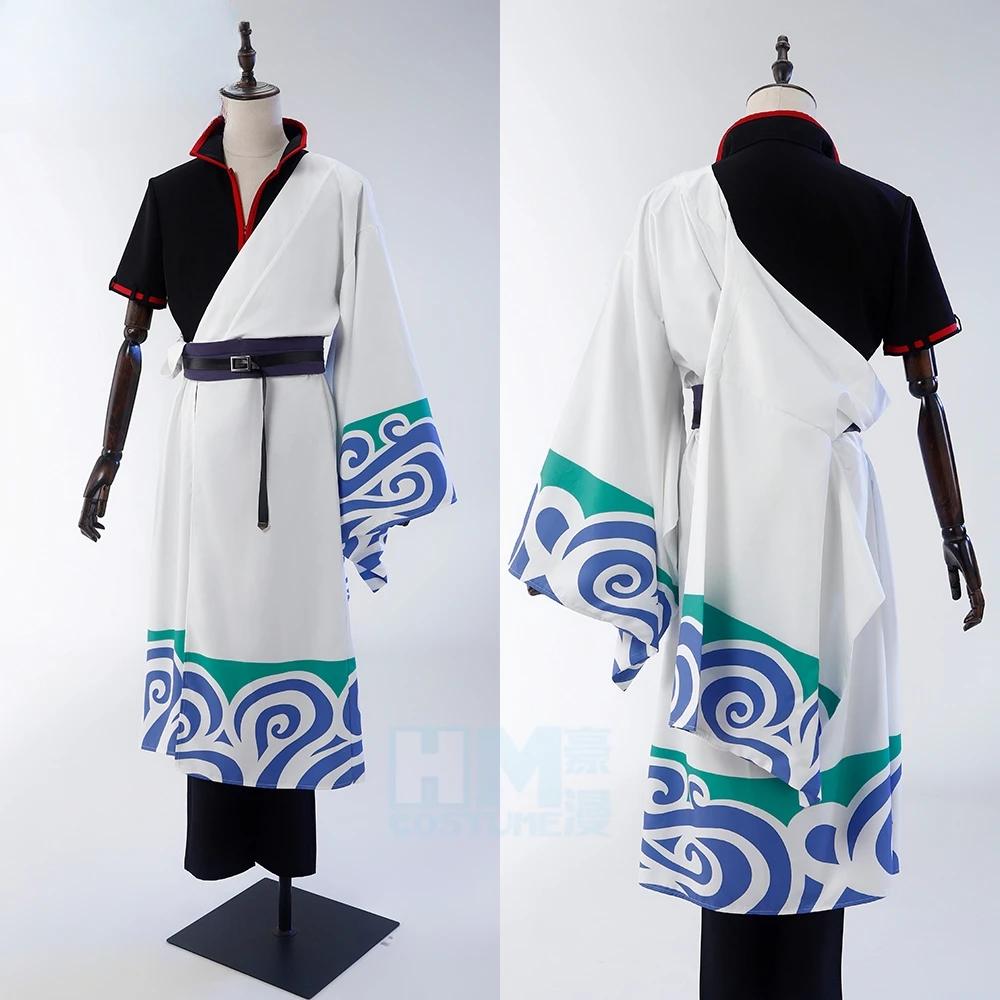 Gintama Аниме SakMiGintoki Костюм для косплея, Парик, Кимоно, Топ, Брюки, Боди, Конвенция, Хэллоуин, Рождественское мероприятие, Подарок