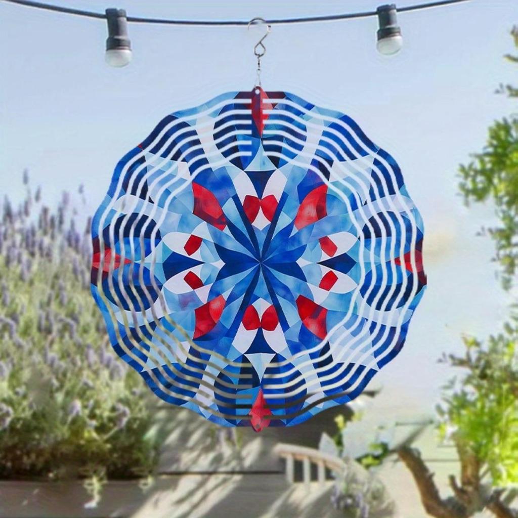 No Power Needed Colorful Wind Spinner for Indoor Outdoor Decor Blue Red White Halloween Home Garden Yard Large Metal Spinning Ornament