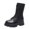Autumn New Large-size Women's Boots Mid-tube Motorcycle Boots British Wind Thick Soled Short Boots Female Tide Thin Boots P339