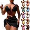 Women's Swimsuit Sexy Solid Color Fashion Split System With Bikini Three Piece Set